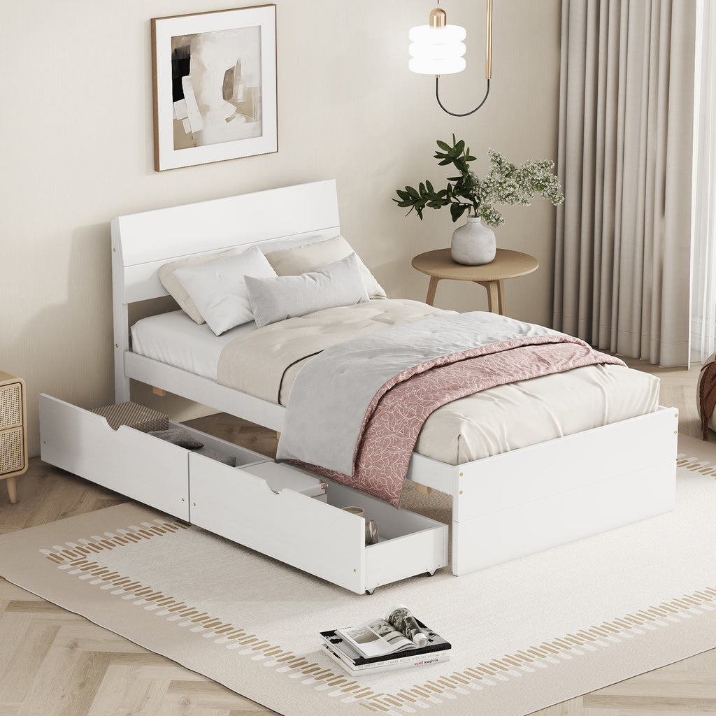 Twin bed with white headboard discount
