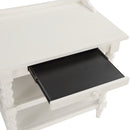 Aria - Nightstand With Styling, 2 Shelves, Pull Out Tray, Spool Turned Legs - Antique White