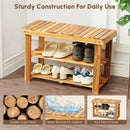 Shoe Rack Bench, 2 Tier Organizer For Entryway - Acacia Wood