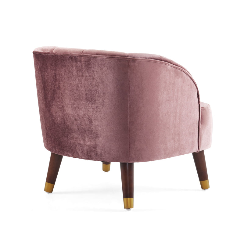 Elegant Upholstered Barrel Accent Chair With Wooden Legs