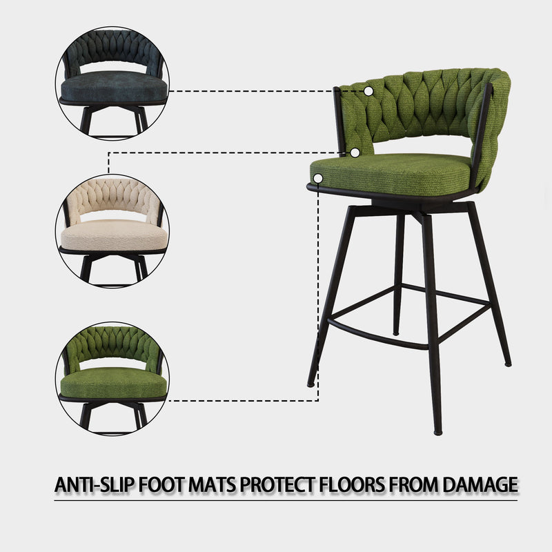 Bar Stool 360 Swivel With Back Footrest