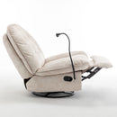 Modern Swivel Gliding Recliner Chair With Rocking Function And Phone Holder, Large Comfortable