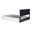 Full Size Upholstered Bed with Hydraulic Storage System and Drawer, White