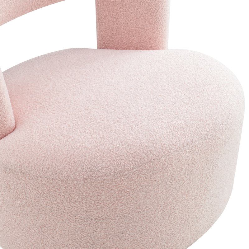 Swivel Comfy Round Barrel Chair With Soft Teddy Fabric For Living Room