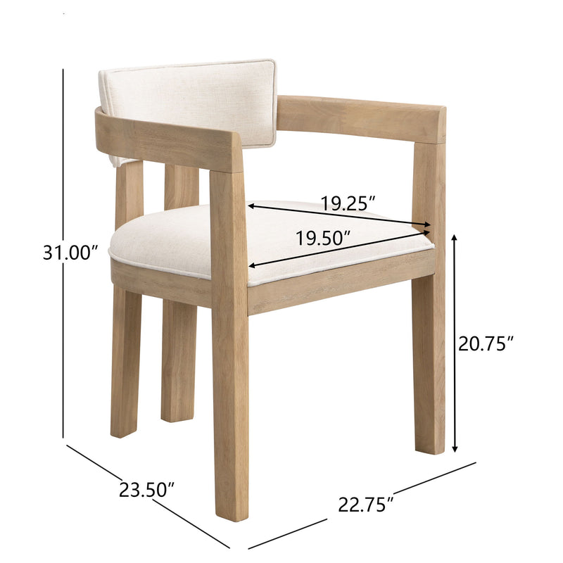 Modern Boucle Fabric Dining Chair With Armrest