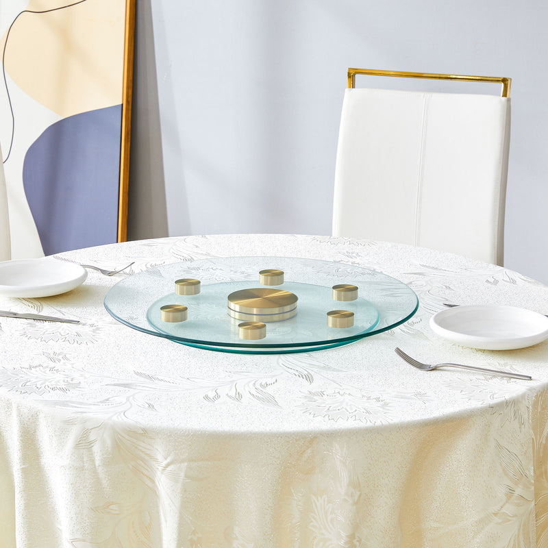 Double Layer Rotatable Round Glass Plate - Gold / Transparent
