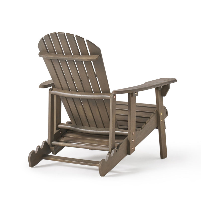 Malibu - Rustic Style Reclining Adirondack Chair With Footrest - Gray