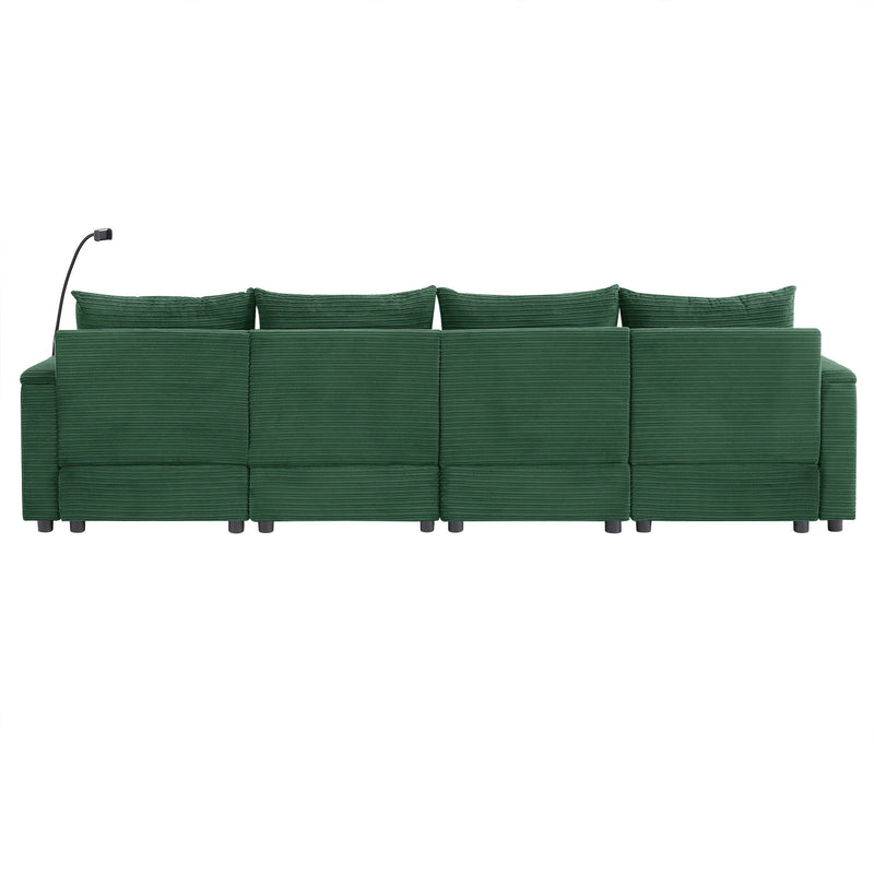 Modern Style Loveseat Sofa Sectional Sofa Couch With Storage Space, A Movable Ottoman, Two USB Ports, Two Cup Holders, A Phone Holder For Living Room