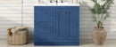 Bathroom Vanity With Ceramic Sink, Bathroom Storage Cabinet With 2 Drawers & Shelf, Freestanding Bathroom Cabinet - Blue