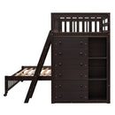 Bunk Bed With 6 Drawers And Flexible Shelves, Bottom Bed With Wheels