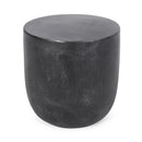 Outdoor Lightweight Concrete End Table With Natural Texture - Matte Black