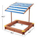 Kids Sandbox With Cover, Sand Box With Adjustable Canopy, Large Outdoor Cedar Sandpit For Backyard Play - Reddish Brown