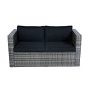 6 Piece Patio Wicker Sectional Set Patio Backyard Conversation Set Space Saving - Gray / Black