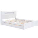 Storage Platform Bed With LED Lights, 2 Drawers And Trundle