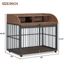 Heavy Duty Dog Crate Furniture For Medium Dog With Lockable Wheels, Wooden Dog Crate Dog Kennel, End Table Crate With Double Layer Storage