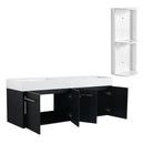 Modern Wall Mounted Bathroom Vanity With Resin Sink And Storage Rack