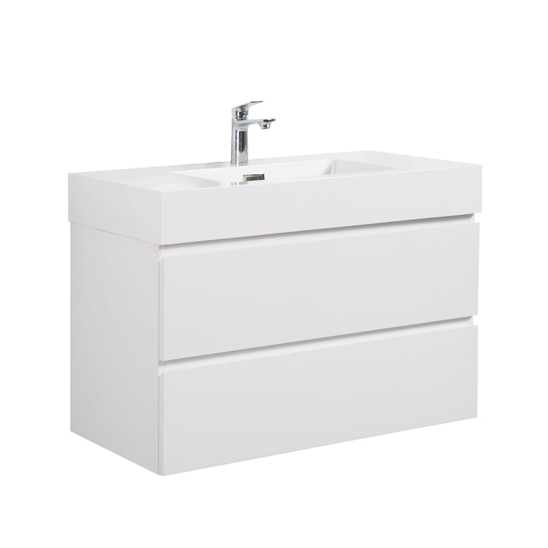 Alice - Bathroom Vanity With Large Storage, Sink Wall Mounted Floating Bathroom Vanity For Modern Bathroom, One-Piece Sink Basin Without Drain And Faucet