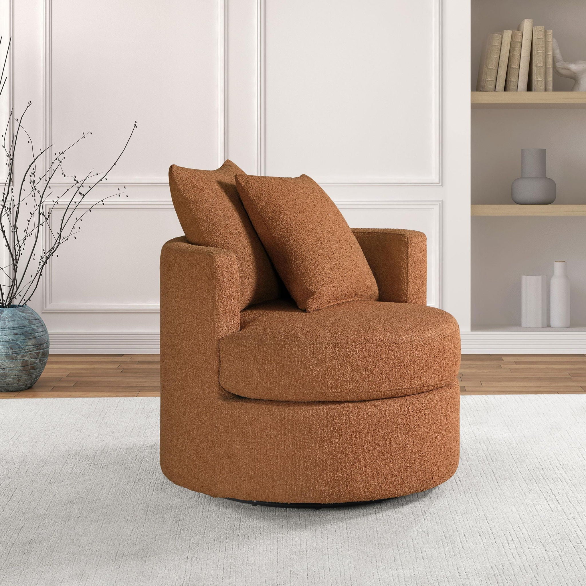 Debbie Upholstered Swivel Accent Chair Burnt Orange - Atlantic Fine Furniture Melbourne FL