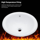 Semi Recessed Bathroom Sink With Countertop Vessel Design, 17" X 15.5" - White
