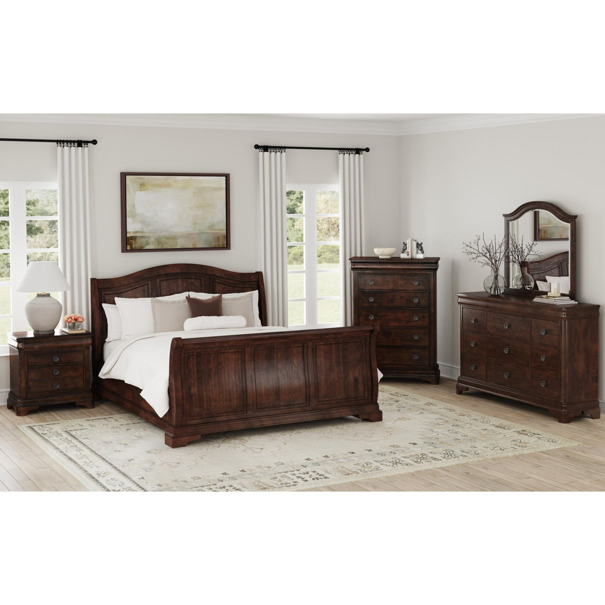Cameron Sleigh Bed in Dark Brown by Elements International, view 6