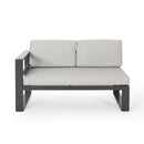 Dursley - Outdoor Aluminum V Shape Sofa Sectional - Beige / Gray