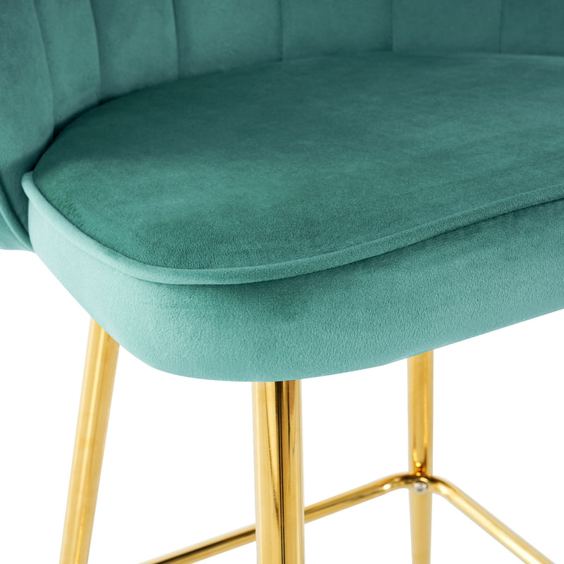 Elegant Shell Shape Velvet Bar Chair (Set of 2)