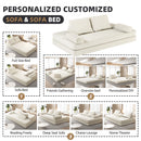 Multifunctional Convertible Sofa Bed With 2 Tumbler Backrests And 2 Pillows, Deep Seat Couch