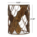 Boho Glam Pino Side Table With Fish Scale Design Tempered Glass Top - Brown