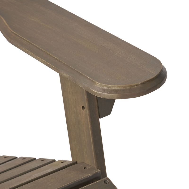 Malibu - Rustic Style Reclining Adirondack Chair With Footrest - Gray
