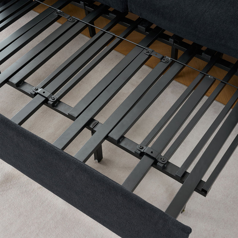 Convertible Pull Out Sofa Bed Queen Size, 3 In 1 With Side Storage