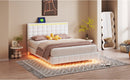 Queen Size Floating Bed Frame with LED Lights and USB Charging,Modern Upholstered Platform LED Bed Frame,White