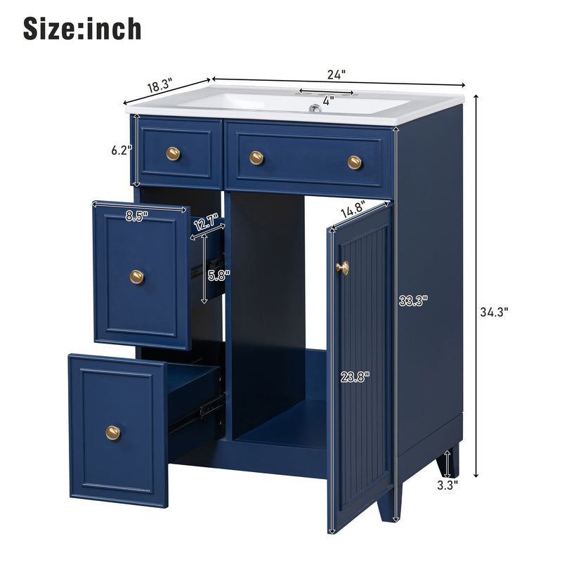 Bathroom Vanity Cabinet With Sink - Blue