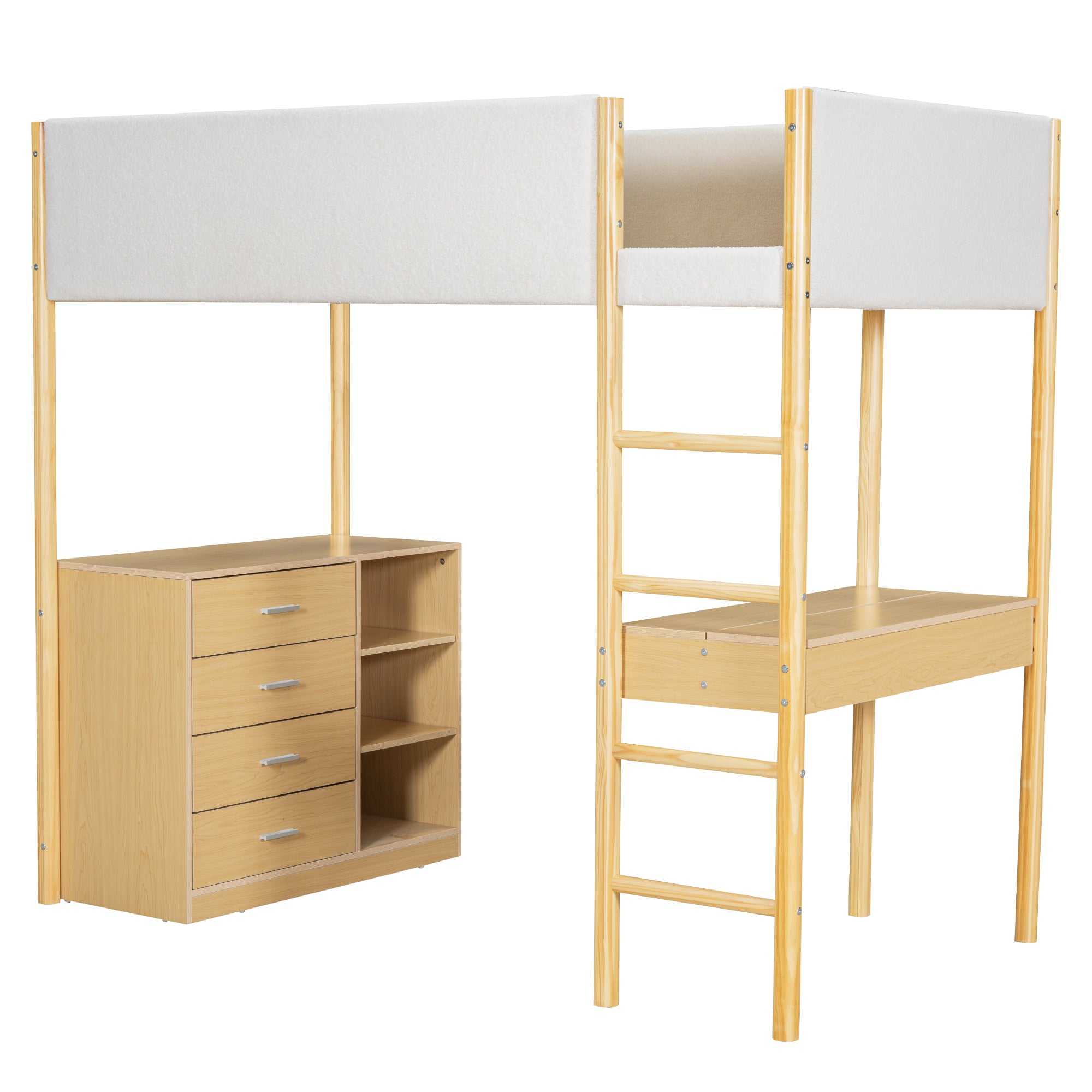 Twin Size Teddy FleeceLoft Bed Wood Bed, Natural - Atlantic Fine Furniture Melbourne FL