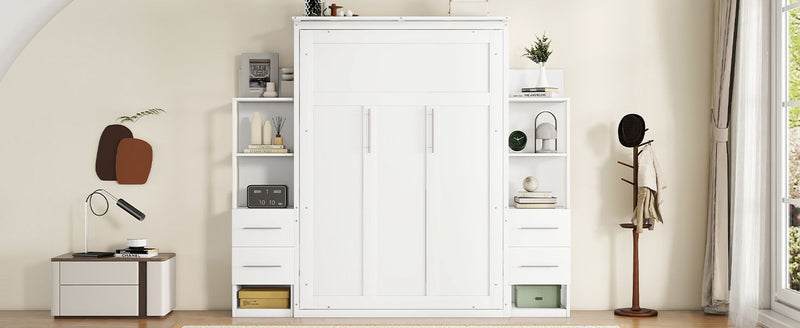 Murphy Wall Bed With LED Lights, Shelves And Drawers