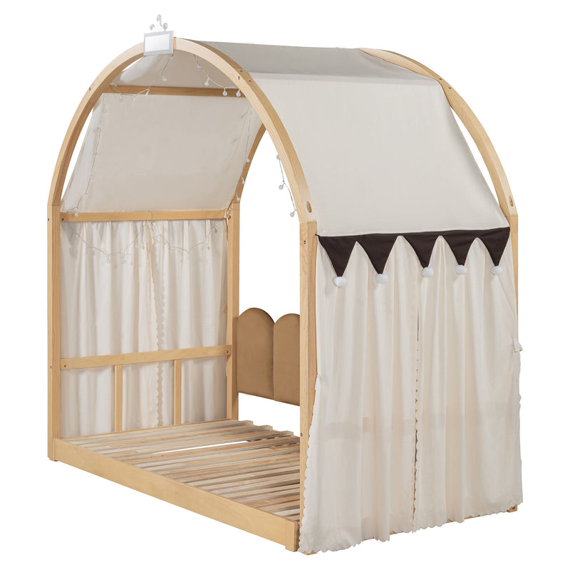 Extended Bed With Arched Roof And Trundle