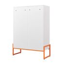Modern Metal Shoe Cabinet With DoublebSided Mesh Doors And Adjustable Partitions