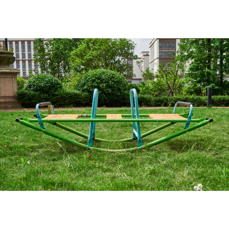 Xss008 High Quality Kids Seesaw Plastic Seat Playground Equipment Cute Baby Plastic Rocker Outdoor Children Steel Tube For Kids Age 3+ - Green / Blue