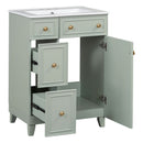 Transitional Style Bathroom Vanity Cabinet With Ceramic Sink