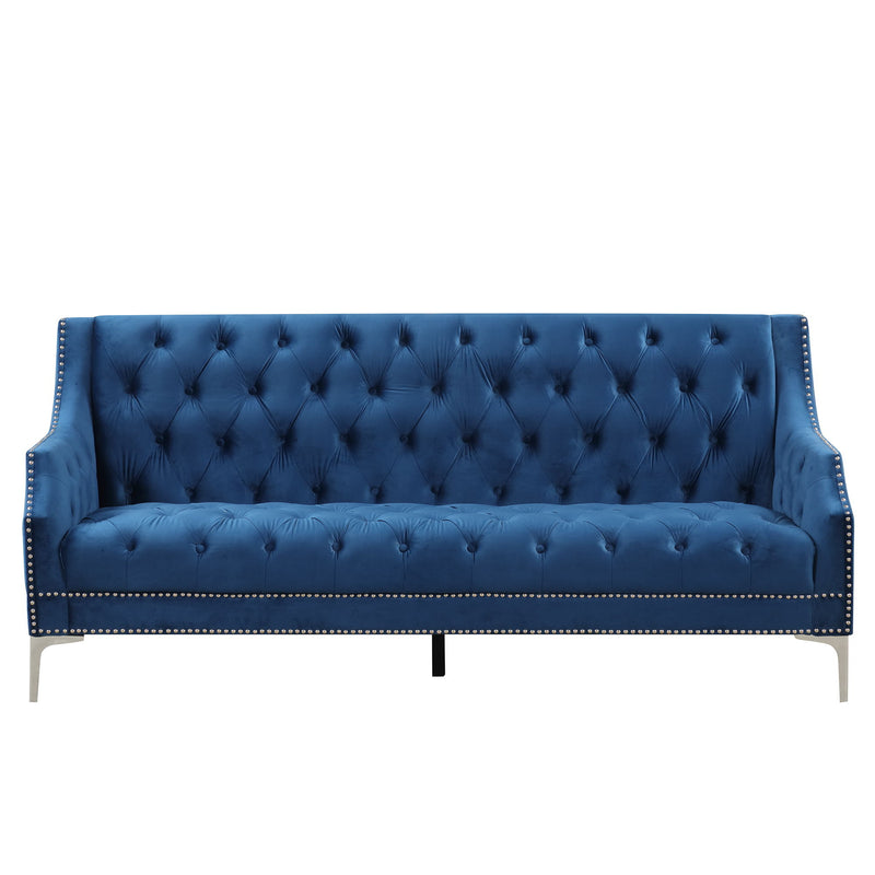 Modern Sofa Dutch Plush Upholstered Sofa With Metal Legs, Button Tufted Back