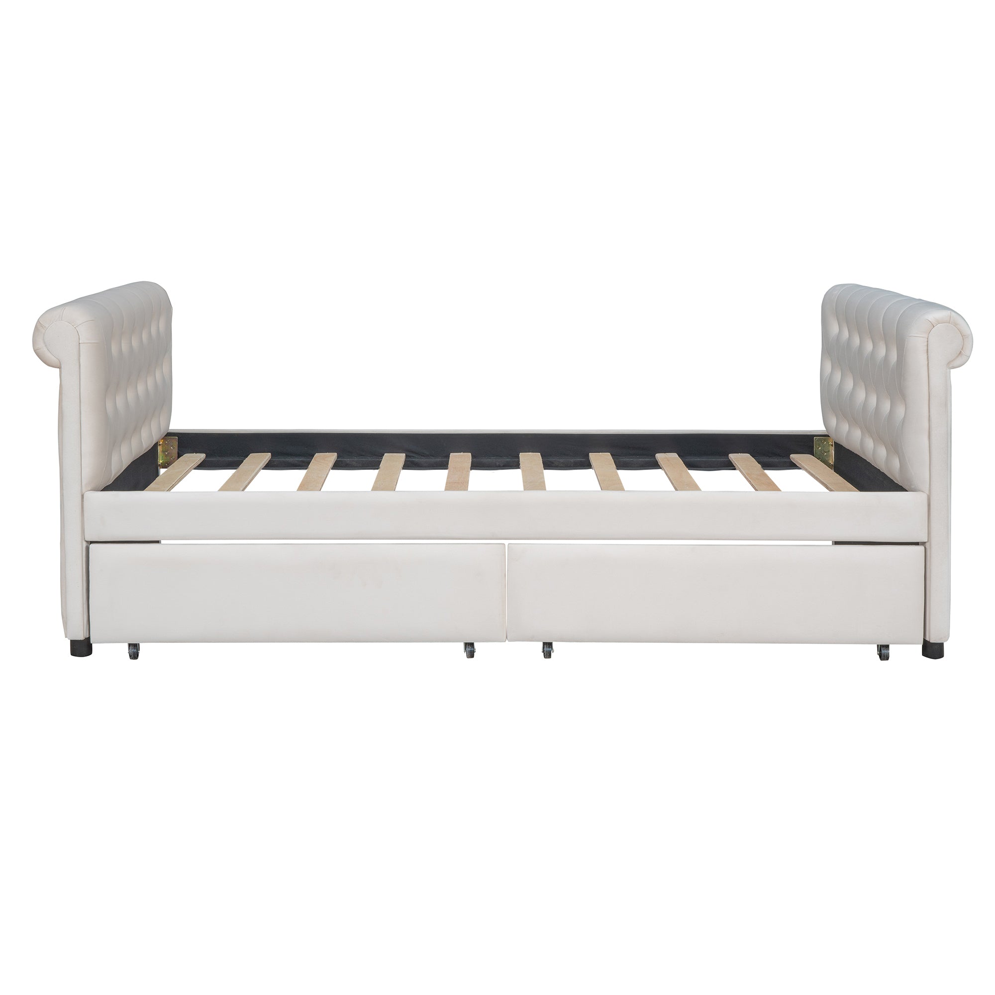 Twin Size Upholstered daybed with Drawers, Wood Slat Support, Beige(OLD SKU :LP000117AAA) - Atlantic Fine Furniture Melbourne FL