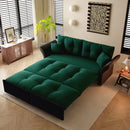 Queen Pull Out Sofa Bed, 3 In 1 Convertible Sleeper Tufted Sofa With 2 Soft Pillows
