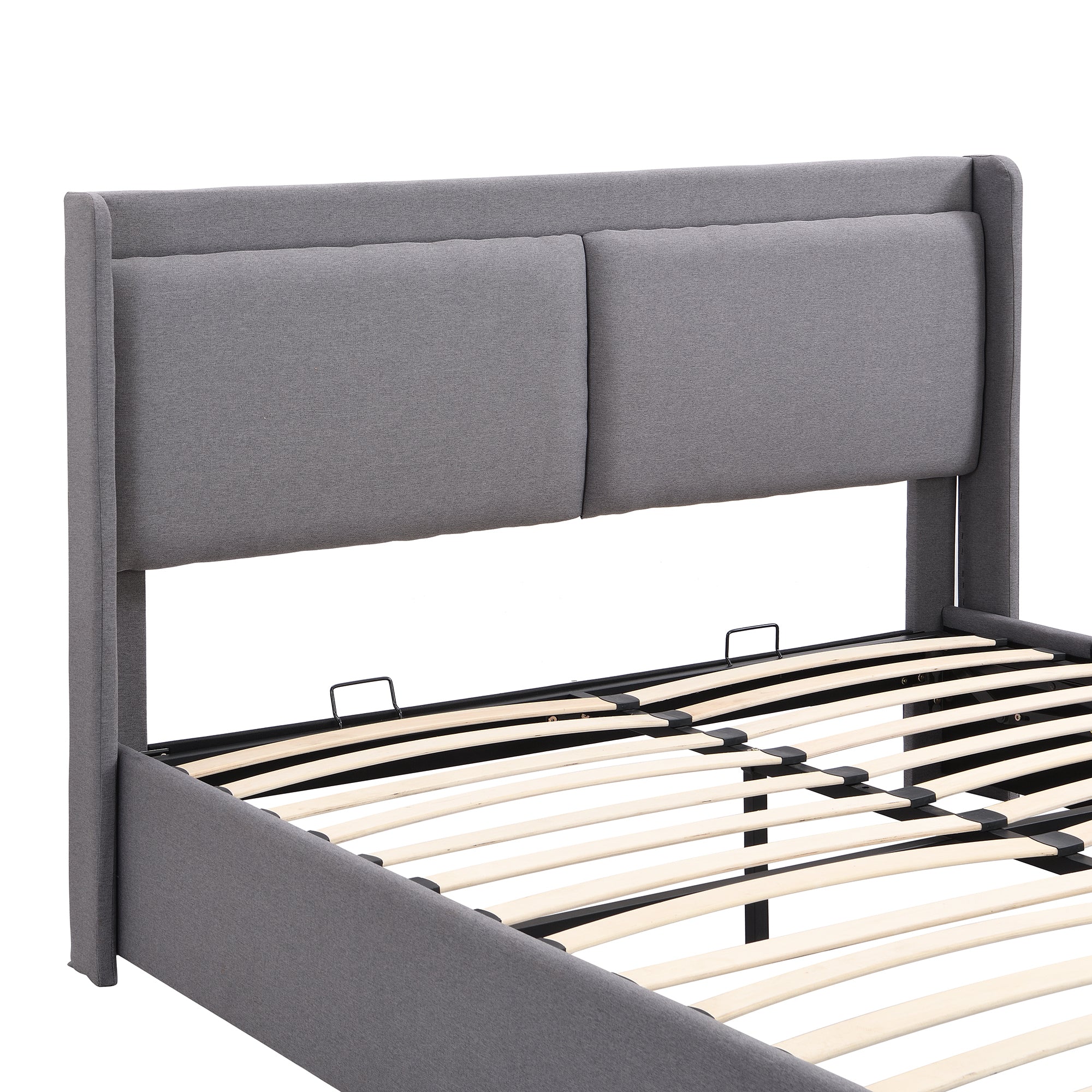 Queen Size Storage Upholstered Hydraulic Platform Bed with 2 Drawers, Gray - Atlantic Fine Furniture Melbourne FL