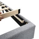 Modern Upholstered Platform Bed Frame With Button Tufted Headboard And USB Ports