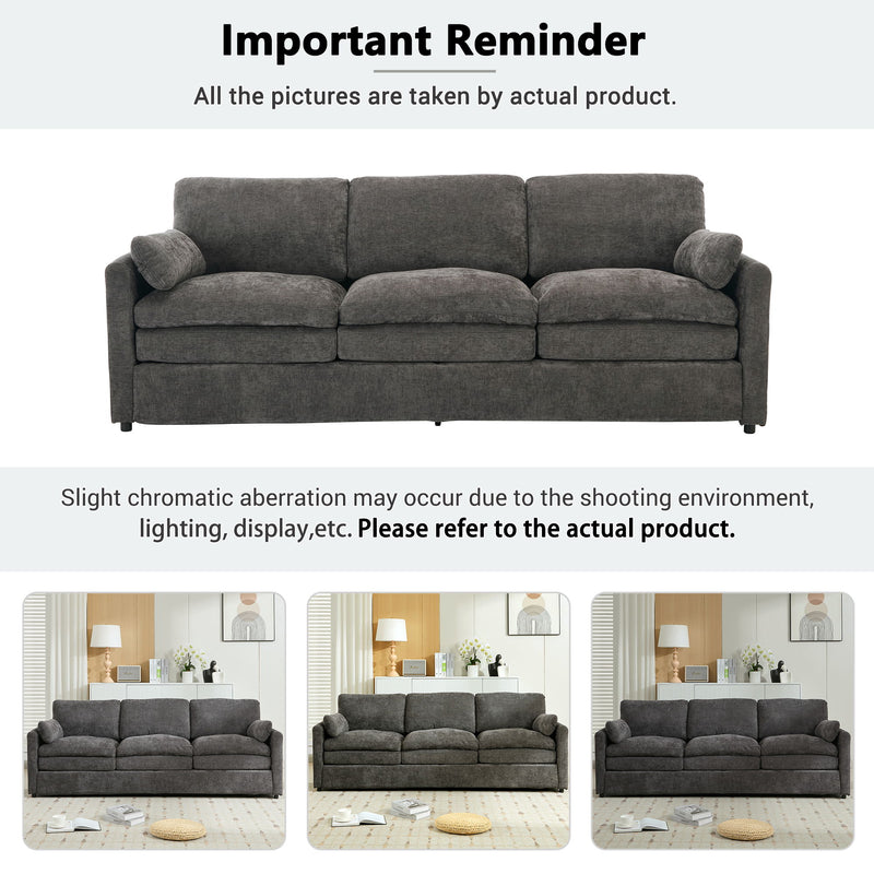 Cozy Upholstered 3 Seater Sofa Plush Cushion For Living Room