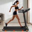 2.5Hp Quiet Folding Treadmill With Heart Rate Sensor, 300Lbs Weight Capacity, With USB Charge Station For Android & Bluetooth Speaker, 6 Shock Absorbing - Black