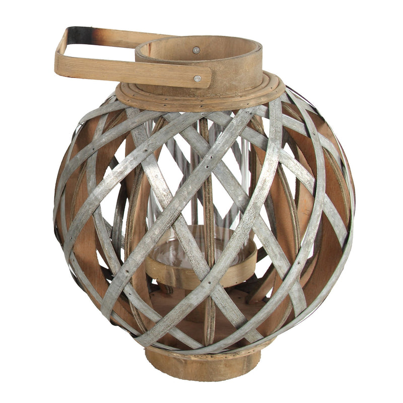 Decorative Lantern With Handle, Wooden Lantern For Indoor Outdoor, Home Garden Wedding - Silver