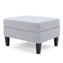 Ottoman With Birch Wood Legs And Cushioned Top For Comfort