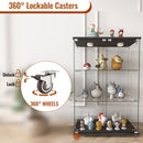 Modern Display Cabinet With LED Lights, Transparent Tempered Glass 2 Door Storage Case With 3 Shelves