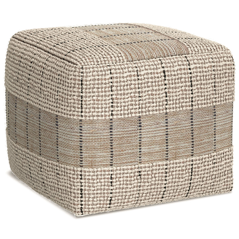 Elmer - Square Woven Pouf - Natural / Gray