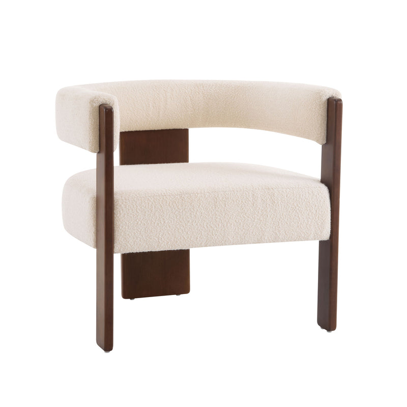Modern Upholstered Accent Arm Chair With Barrel Back Design